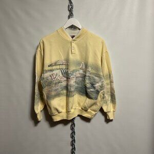Vintage 1990s Beach All Over Print Crewneck Size Medium